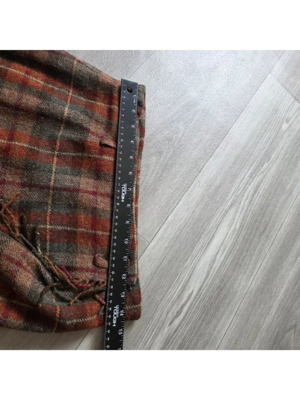 Jones New York Country Plaid Wool Blend Fringe Wrap Skirt Womens Size 8 Made USA